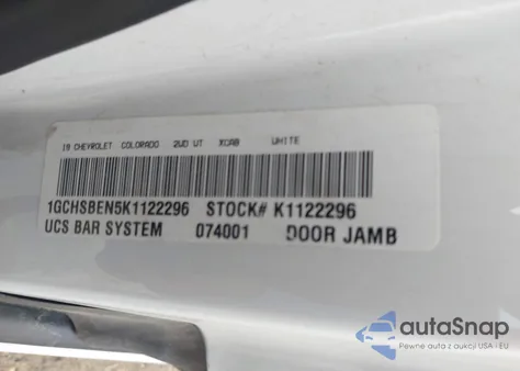 2019 Chevrolet Colorado Wt from USA, damaged, VIN 1GCHSBEN5K1122296